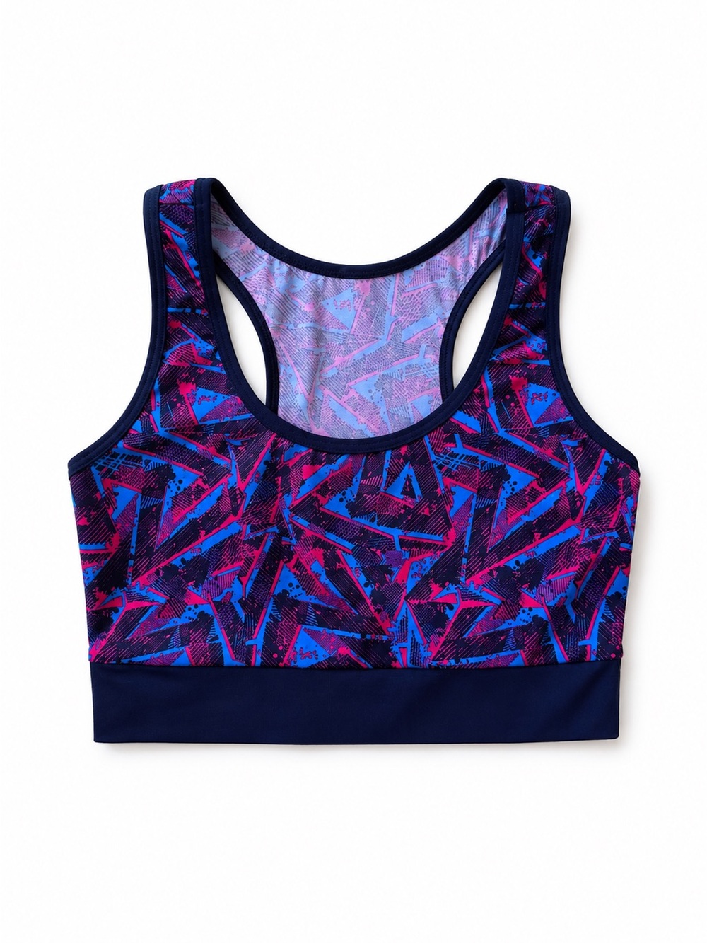 Women's Navy Abstract Custom-Made Athletic Sports Bra